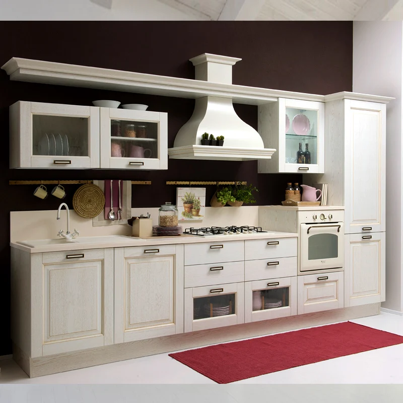 Muebles de cocina антикварный дизайн белые кухонные шкафы на продажу|Наборы для