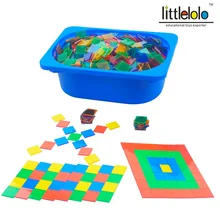 Детские игрушки Монтессори Обучающие помощи Игрушки 1 дюйм Прозрачный квадратный лист плитки тонкие и красочные 100 шт./пакет