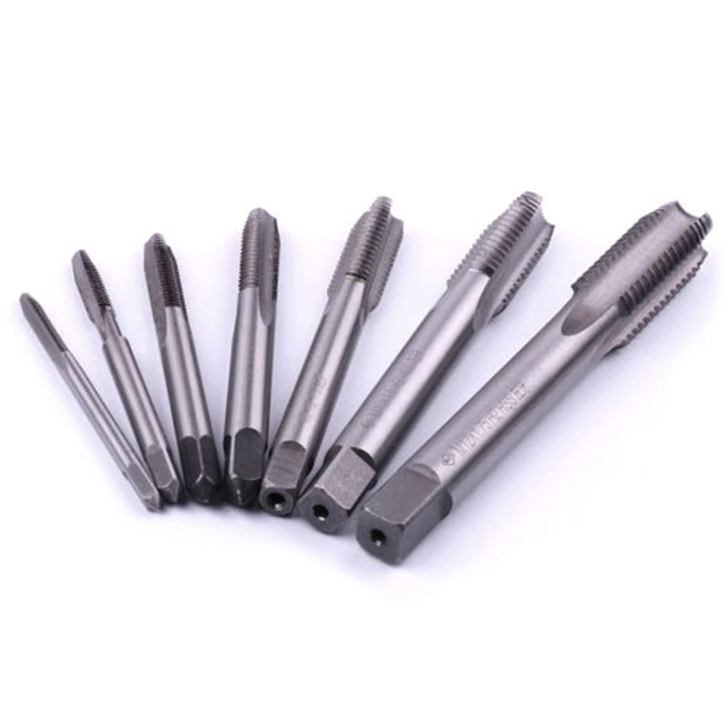 

7pcs M3/4/5/6/8/10/12 HSS Metric Straight Flute Thread Screw Tap Plug Tool Pack