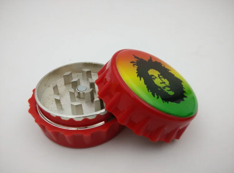 

Clearance Sales! 1pcs (dia 4.8cm) Bottle Cap Shape 2-layer Metal herb grinder Tobacco Grinder Machine Weed Pipe GR024