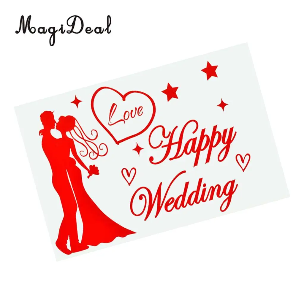 Romantic Happy Wedding Stickers Decal Jumbo Clear Bobo Balloons DIY Decorations