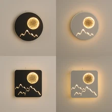Круглый/квадратный креативный декоративный светодиодный настенный светильник для гостиной, спальни, прикроватный бра, серый/черный/белый современный настенный светильник