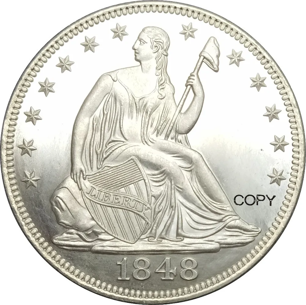 United States Liberty Seated Half Dollars Large Letters in Legend 1848 o No Motto Above Eagle Brass Plated Silver Copy Coin | Дом и сад