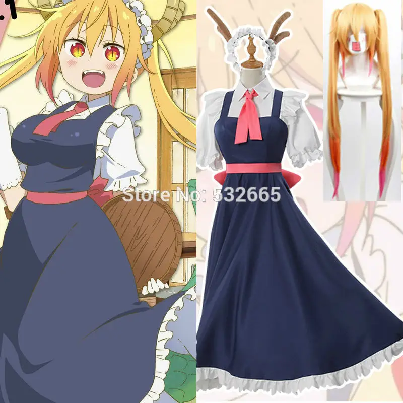 + Парик Kobayashi san Chi no Maid Thor Косплей Костюм Дракона косплей костюм горничной Kobayashi-san