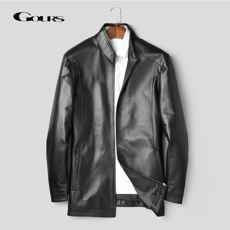 Gours Winter Genuine Leather Jackets for Men Fashion Brand Male Black ...