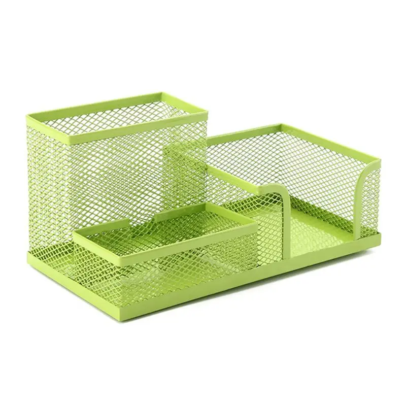 Metal Mesh Desk Organizer Pen Pencil Storage Holder with 3 Compartments for Home Office Students Supplies Accessories L29K