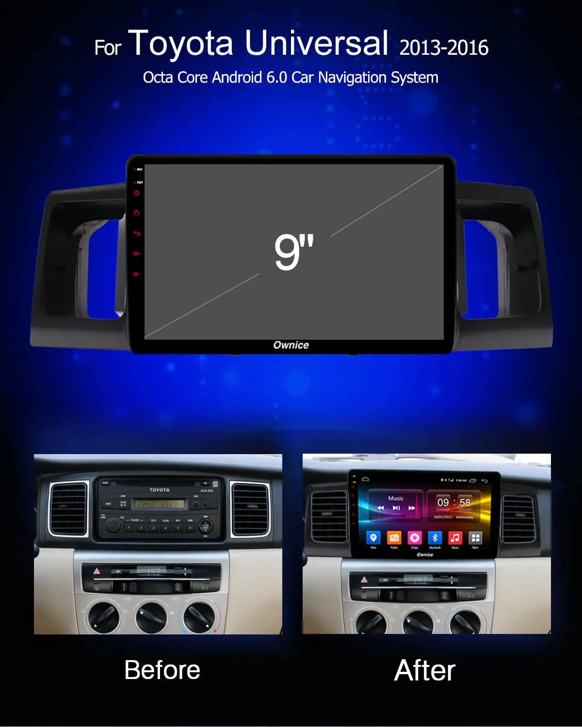 Perfect Ownice K1 K2 K3 K5 K6 Android 9.0 Car DVD Player for Toyota Universal 2013 -2017 2DIN Car Radio GPS Navi 4G LTE 360 Panorama DSP 1