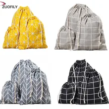 Новая женская многоразовая сумка для покупок унисекс Складная хлопковая клетчатая сумка на шнурке сумки для покупок горячая Распродажа чехол