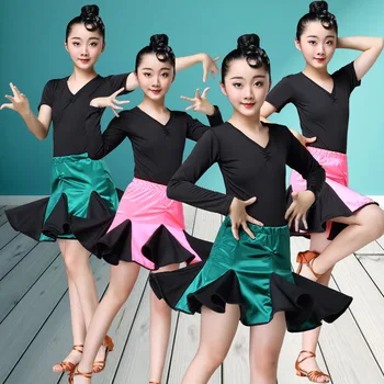 

New Girls Latin Dress Standard Party Stage Wear Kids Competition Latin Dance Dress Children Salsa Ballroom Dancing Costumes