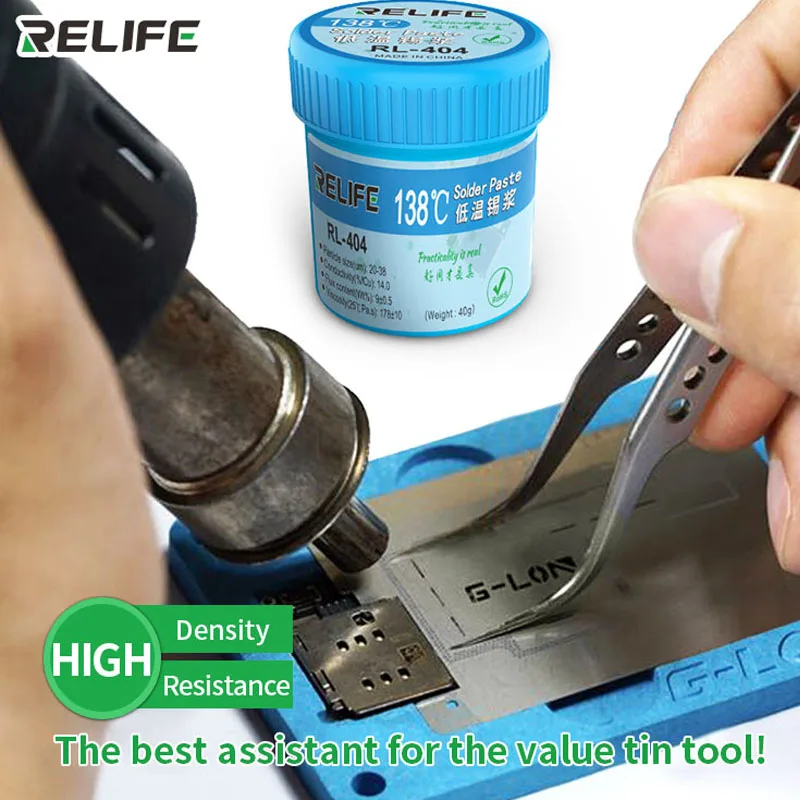 left handed drill bit RELIFE RL- 404 138°C low temperature solder paste for IPHONE X XS XSMAX Lead-free tin pulp car trim removal tool kit