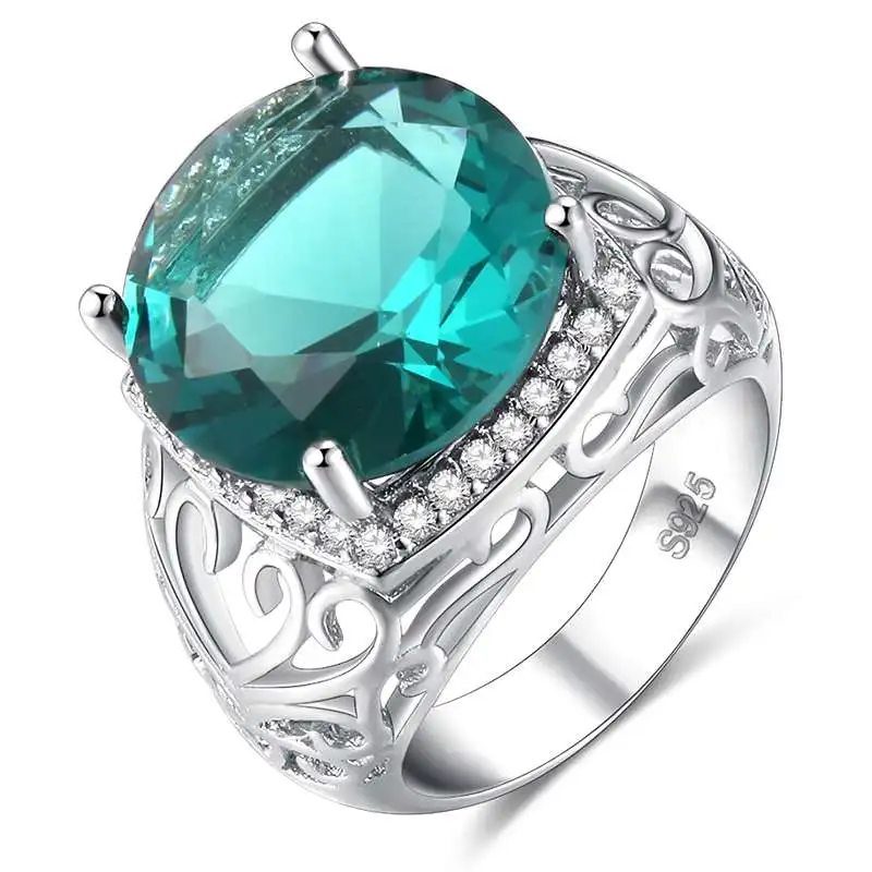 

Classic Green Zircon Wedding Ring for Women Micro-inlaid Simulation Hollow Retro Fine 925 Sterling Silver Jewelry Fashion Ring