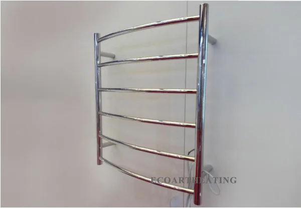 

Electric Heated Towel Rack Warmer Rail Bar Bathroom 6 Bars Curved Stainless Steel