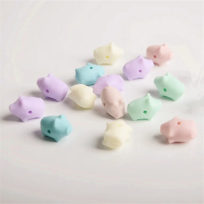 

Chenkai 50pcs BPA Free Silicone Small Pig Teether Beads Pastel Color DIY Baby Nursing Soother Necklace Montessori Grasp Toy