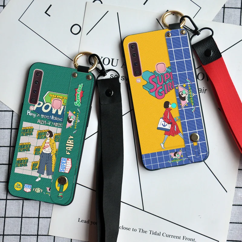 

Cartoon Girl Wristband Cases For Samsung Galaxy Note 9 J4 J6 J8 Silicone Matte Back Cover For Samsung A5 A6 A7 A9 A8 Plus 2018