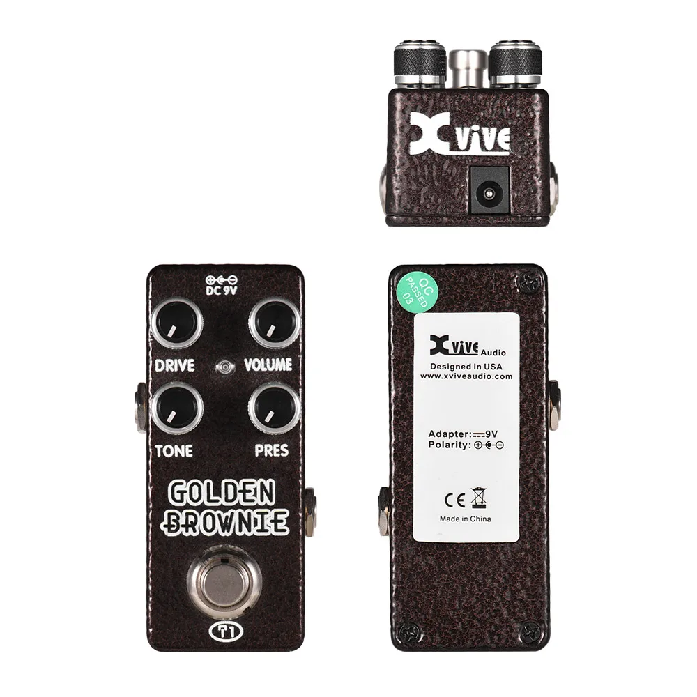 Педаль для гитарных эффектов XVIVE T1 GOLDEN BROWNIE Distortion полностью металлический корпус