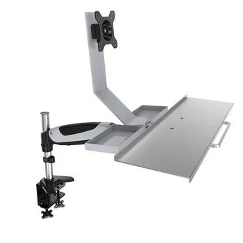 

New Desktop Clamping Mount Aluminum Gas Spring Arm Full Motion Monitor Holder+Keyboard Holder Sit-Stand Workstation PS Stand