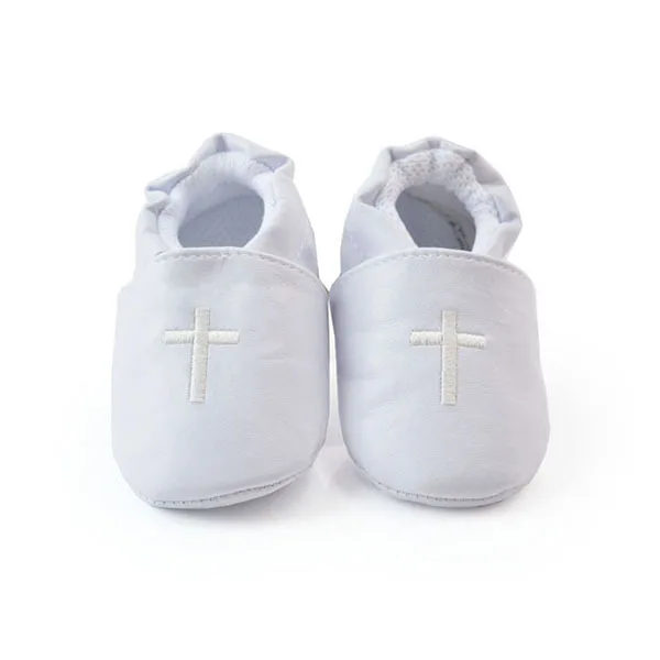 

White Simple Baby Cross Baptism Christening Shoes Church Soft Sole Toddlers Leather Shoes 2017 Spring Autumn Footwear