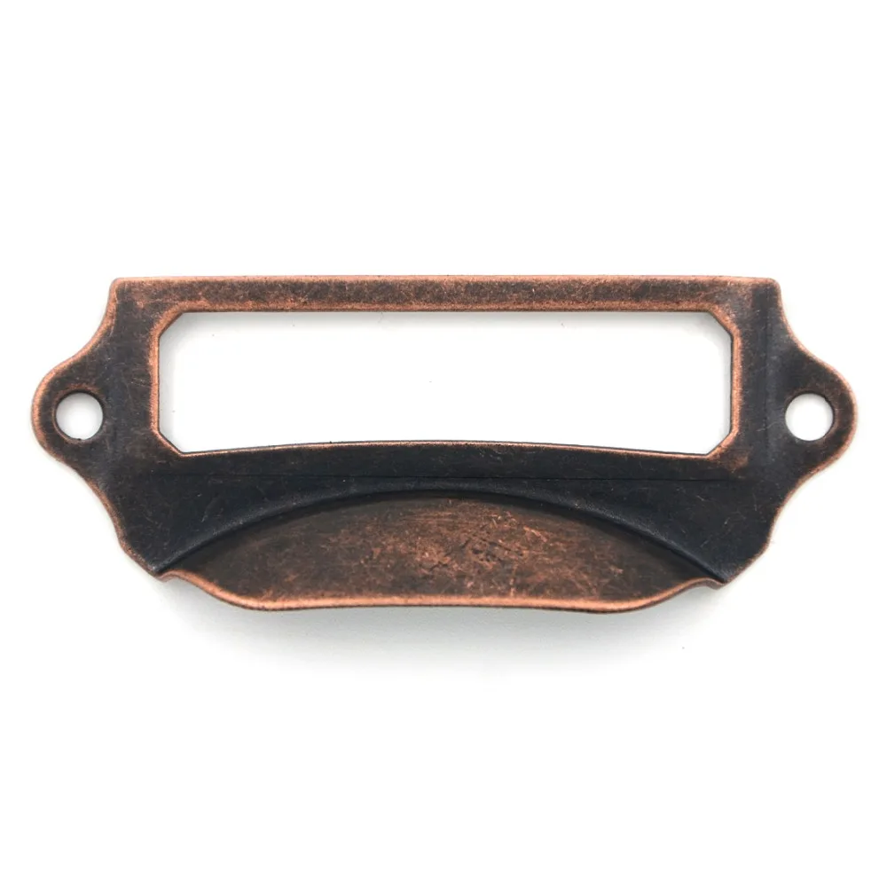 5pcs 69x29mm Label Pull Holder Drawer Handles Frame Antique