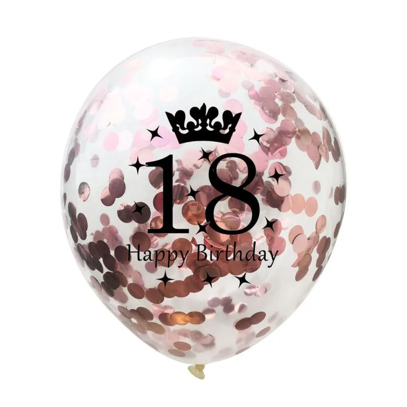 

5pc Inflatable Confetti Balloons Latex Clear Birthday Balloons 18 21 30 40 50 Anniversary Wedding Decoration Party Favors