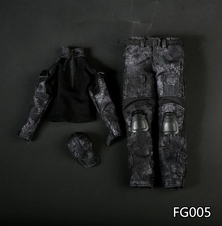 1:6 шкала Женская/мужская одежда черный питон Военная Маскировочная Униформа Костюмы для 12 дюймов фигурка аксессуар