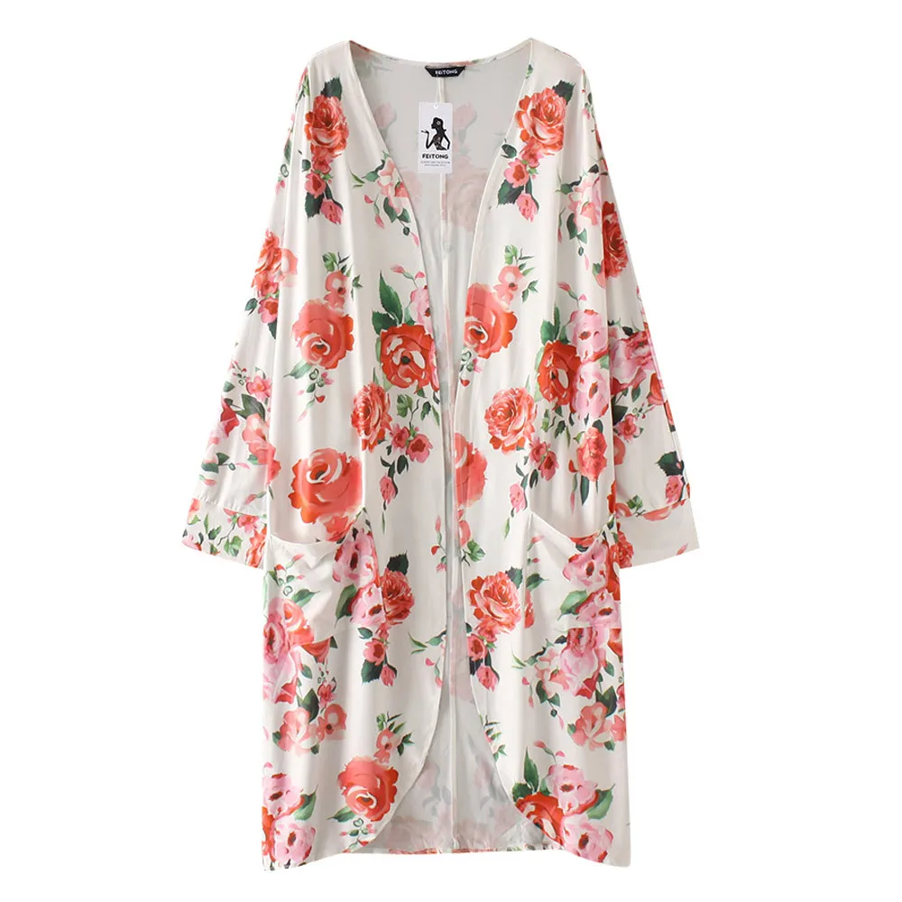 Женский Для женщин Boho печати Свободные шифон шаль Кимоно Кардиган Топ Cover Up Блузка
