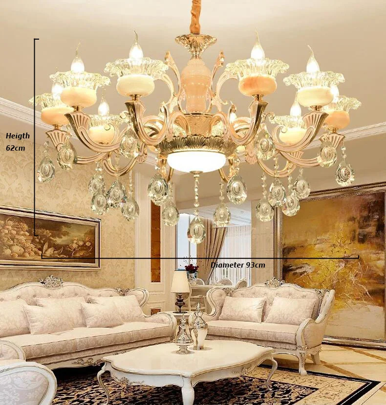 Ceramic Chandelier Luxury Atmosphere Living Room Bedroom Lighting European Pastoral Style Restaurant Crystal Lamps