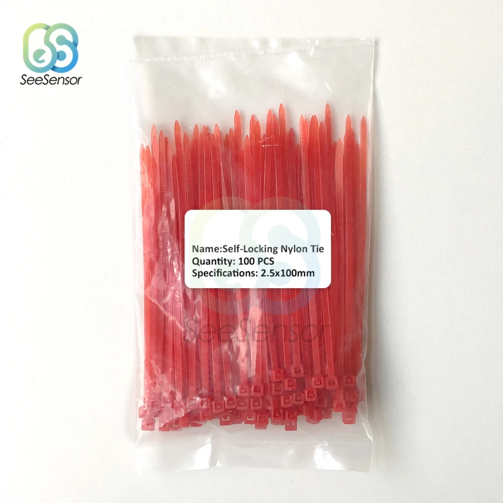 Nylon Cable Ties 100pcs 100mm Self-locking Nylon Cable Ties Plastic Zip Tie Fasten Cable Binding Wrap Straps 12 Color 2.5mm*100mm