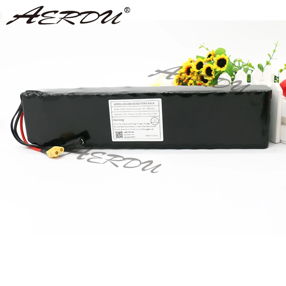 AERDU 10S3P 10.5Ah 36V Высокая мощность 42V 18650 литиевый аккумулятор для электровелосипеда, мотороллер для электровелосипеда с 25A BMS