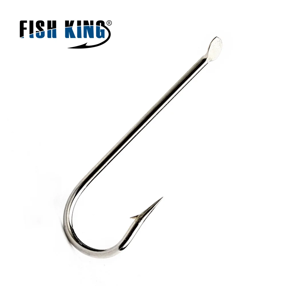 FISH KING 100 шт./лот рыболовный крючок из высокоуглеродистой стали 1799N 1#-10# длинный плоский круглый плоский острый Рыболовный Снасть