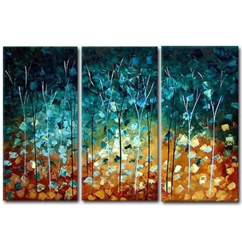 

Knife 3 Panel Wall Painting Hand-painted Abstract Flower Oil Paintings on Canvas Modern Home Decor Acrylic Floral Arts Pictures