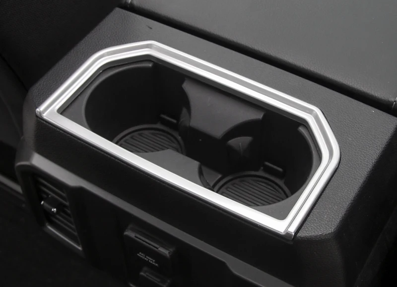 

For Ford Expedition 2018 Car Styling Car Rear Armrest Water Cup Holder Cover Trim Sticker ABS Matte Auto Accessories