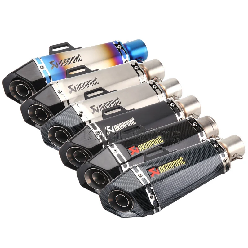 

Universal Inlet 51mm Motorcycle Akrapovic Exhaust Pipe Muffler Escape with Removable DB Killer Slip on length 340mm