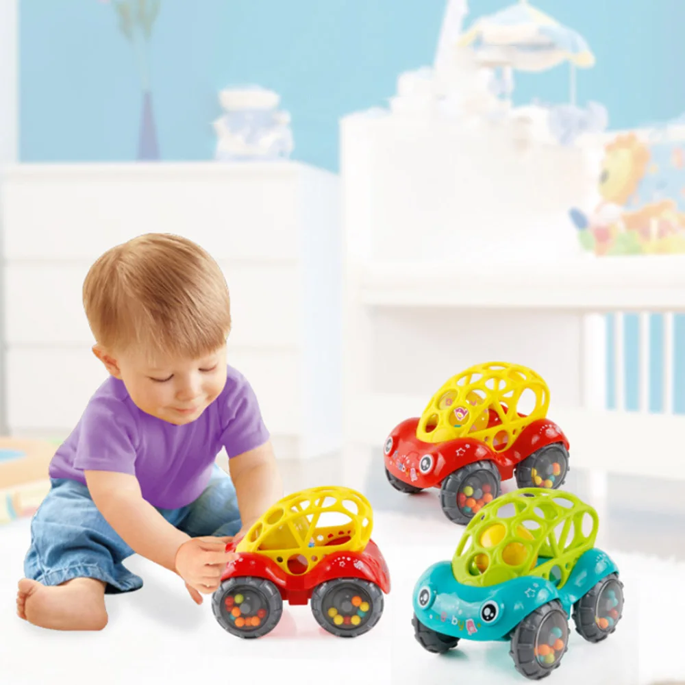 

MrY Rattle Roll Car Ball Play Toy Kids Game Gifts Shaking Bell Shaking Bell Interactive Toys baby Hand Catch Soft Rubber Toy