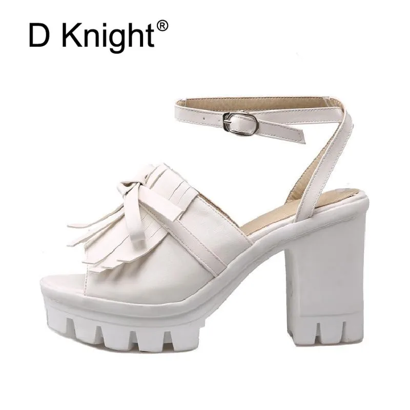 Roman Sandals Woman Sweet Bowtie Yong Lady Lolita Shoes Ankle Strap Square High Heels Female Goth Shoes Platform Summer Sandals  (8)