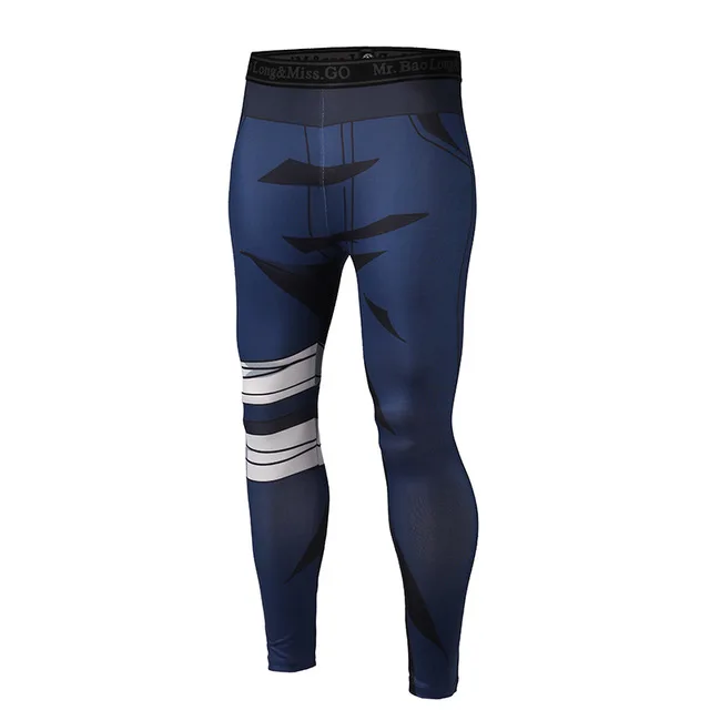 Брендовая одежда Новое поступление Мужские штаны 3D принт Dragon Ball Z Наруто обтягивающие леггинсы брюки модные колготки спортивные штаны M-3XL - Цвет: Небесно-голубой
