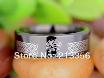 

Free Shipping UK Russia Brazil USA Hot Selling 8MM Black Pipe Shadow Run Dragon Lord Mens' Fashion Tungsten Carbide Wedding Ring