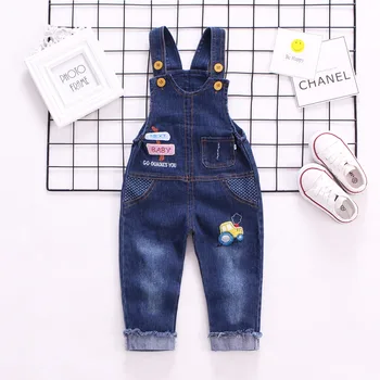 

1-3T Spring Autumn Baby Overalls Boys Denim Pants Car Trousers Kids Rompers Toddler Jumpsuit Bebe Clothing Infant Clothes