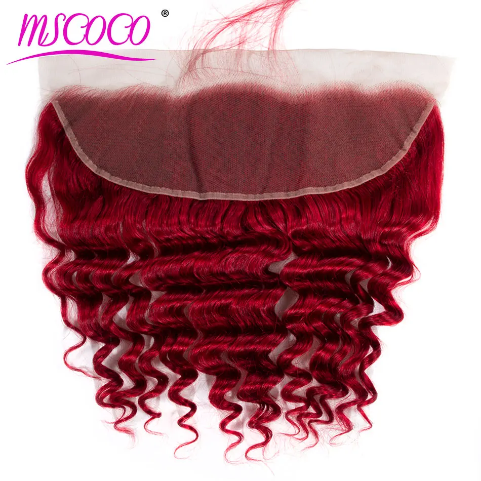 

Mscoco Hair Brazilian Ear to Ear 10-20inch Lace Frontal Closure 13*4 Free Part With Baby Hair Red Human Hair Lace Frontal Remy