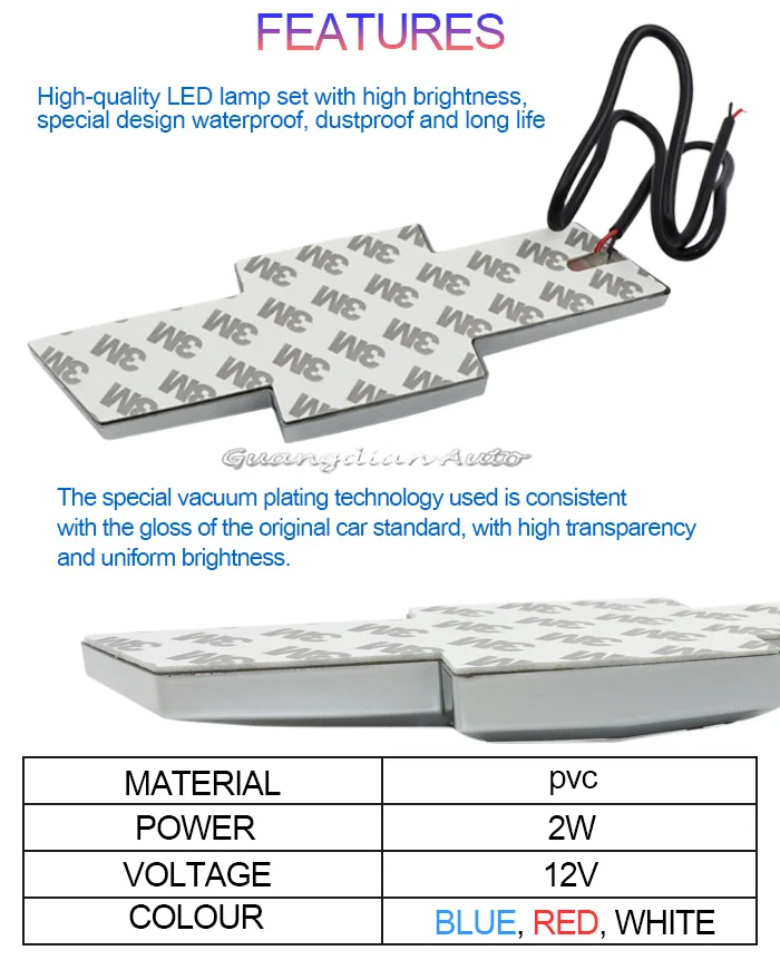 Tcart 17x5,6 см 1 комплект красный/синий/белый Автомобильный светодиодный светильник с логотипом эмблема наклейка лампа для CHEVROLET CRUZE CLASSIC LUV
