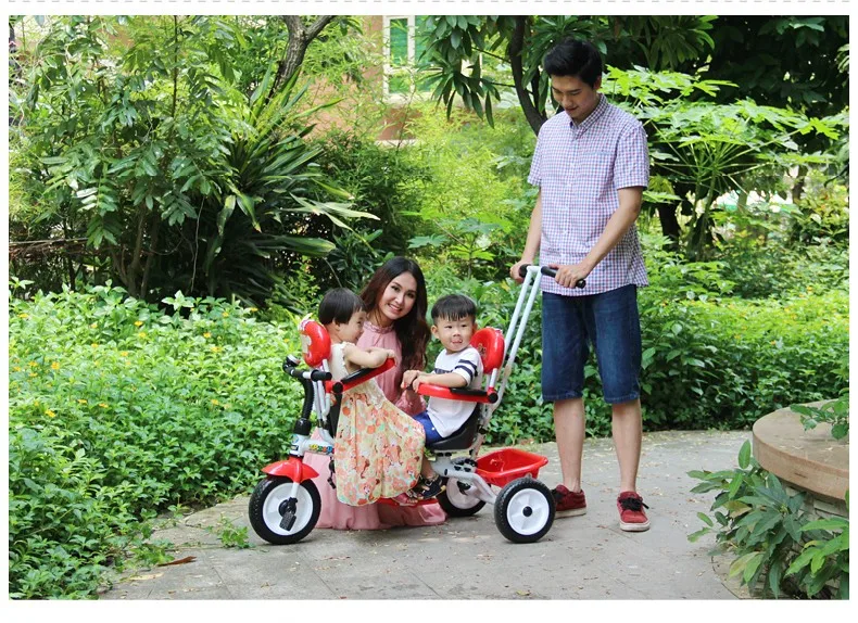 Assento com Cesta 4 em 1 Gêmeos Crianças Trike Bebê Criança Triciclo Segurança Duplo Girar 3 Cheap Carrinhos p dirigir