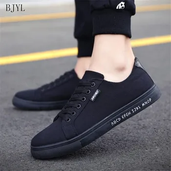 

BJYL 2019 Men Casual Canvas Shoes Fashion Lightweight Lace Up Sneakers Summer Breathable Men Flats Slip Shoes Male Footwear B152