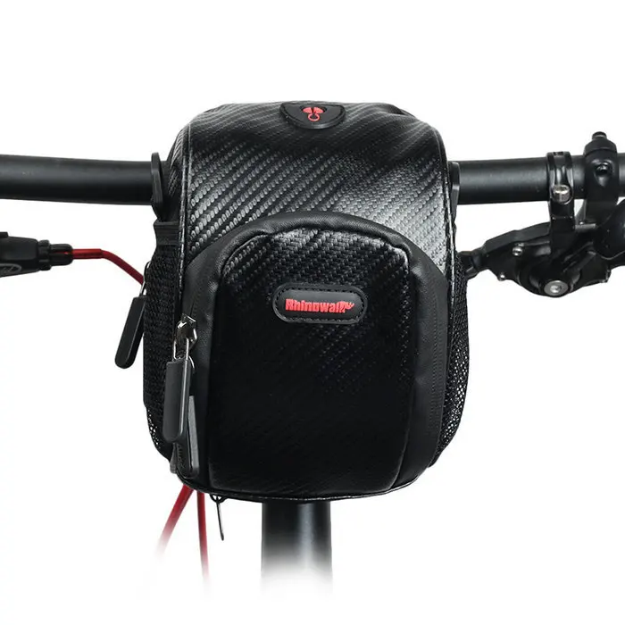 Carbon black Велосипедная сумка RHINOWALK MTB велосипедная сумка на руль велосипедная передняя трубка висячая сумка Паньер с непромокаемой крышкой Аксессуары для велосипеда - Цвет: Carbon black