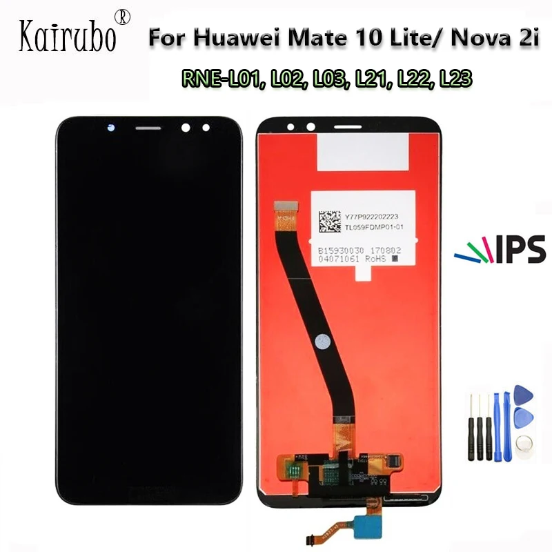 

For HUAWEI Mate 10 Lite LCD Display Touch Screen Digitizer With Frame Full Assmebly For Huawei Nova 2i RNE-L21 Replacement + Kit