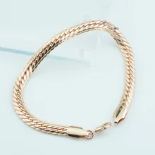 Мужские и женские 6 мм Настоящее розовое золото цвет Заполненный Браслет Браслеты елочка цепь мода