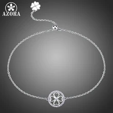 AZORA круглый цветок прозрачный кубический цирконий Регулируемый скользящий браслет цепочка леди очаровательный маленький Браслет вечерние ювелирные изделия подарок TS0185