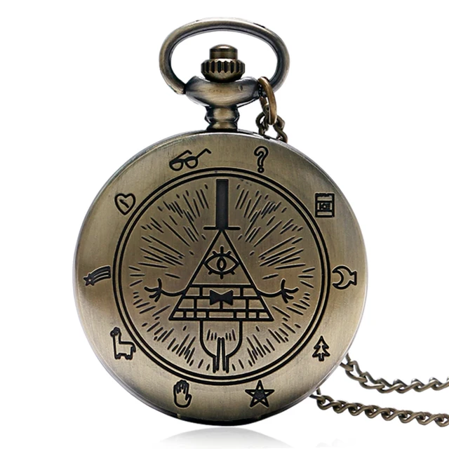 Cartoon Pocket Watch Gravity Fall Bill Cipher Pyramid Symbol Pendant Necklace Cu Cartoon Pocket Watch Gravity Fall Bill Cipher Pyramid Symbol Pendant Necklace Cu