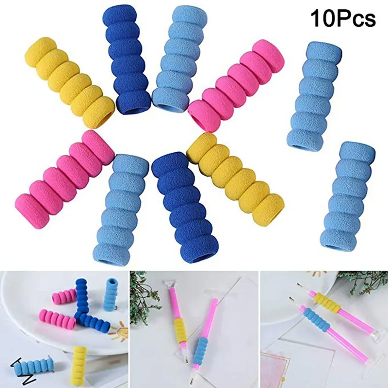 10Pcs/Set Random Sponge Grip Anti-Slip Pen Sleeves topper Holder Diamond Painting Tools Drill Kit Accessory | Дом и сад