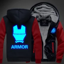 Neue Anime hoodie licht rüstung starke hooded Zipper Männer Sweatshirts winter jacken und mäntel Iron Man
