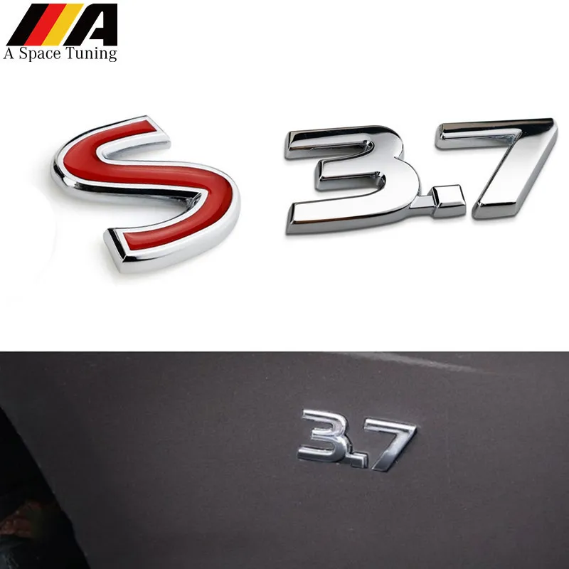 

3.7 S 3D Metal Car Styling Auto Badge Grille Emblem Sticker Rear Trunk Bumper Decal for Infiniti Q50 Q50L G37 G25 QX70 FX35 FX37