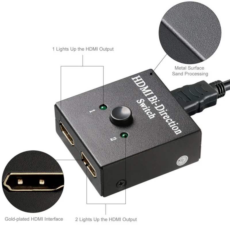 Женский 3D 1,4 в 2 порта HDMI двунаправленный 2x1 переключатель или 1x2 сплиттера селектор